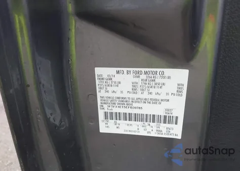 2014 Ford F-150 Xlt из США, поврежденный, VIN 1FTFX1ET5EFB39785